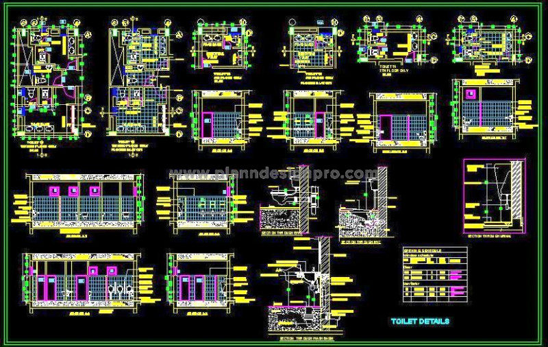 Public Toilets with Western & Indian WC- Detailed CAD Drawing